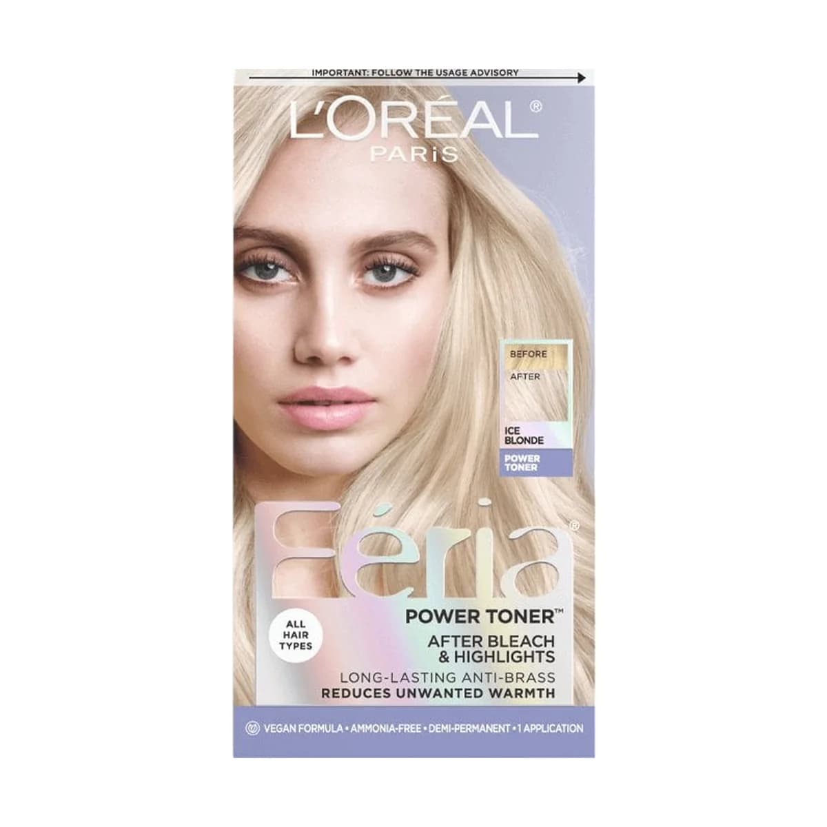 Loreal Paris Feria Power Toner, Long Lasting Anti Brass Toner -Ice Blonde