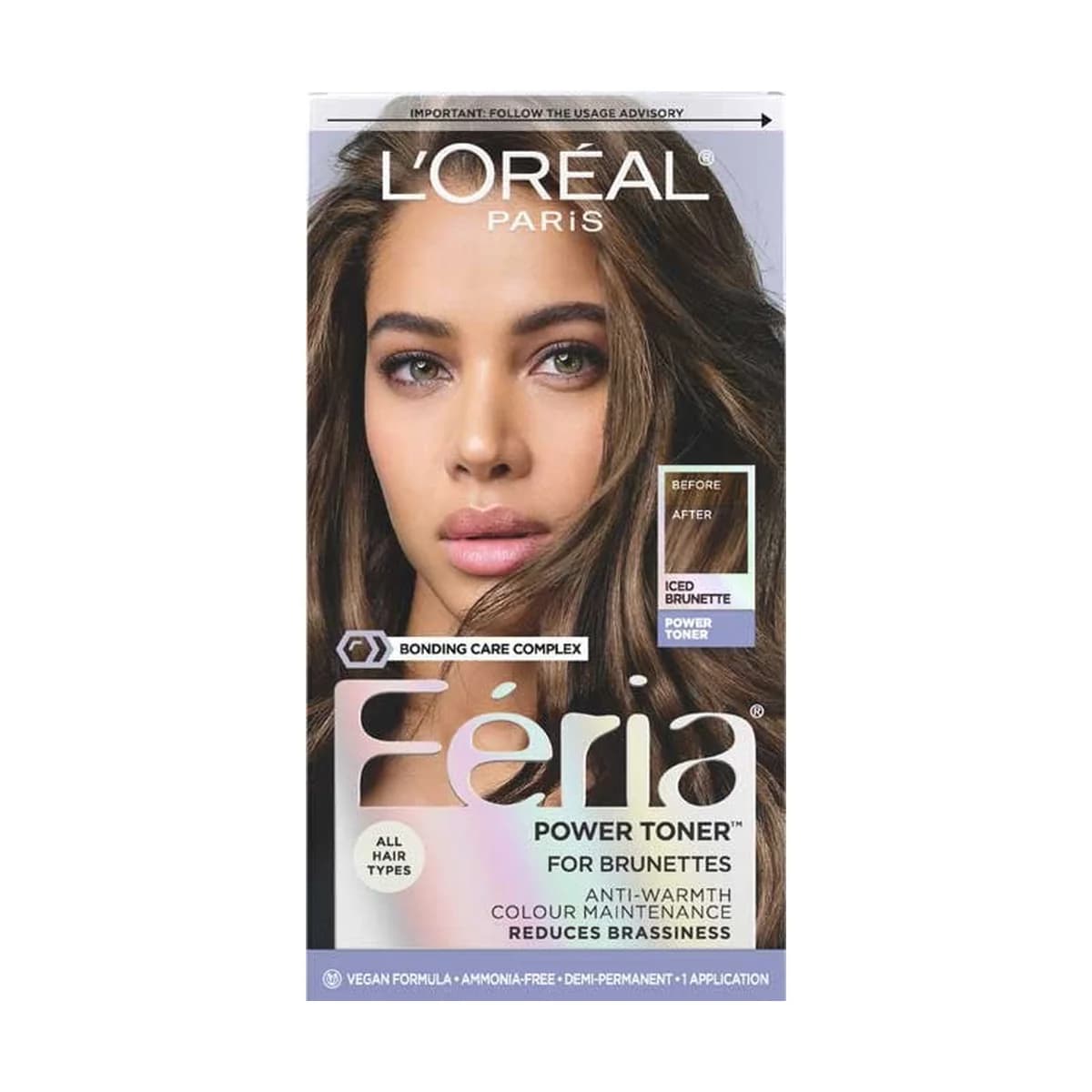 Loreal Paris Feria Power Toner, Long Lasting Anti Brass Toner -Iced Brunette Toner