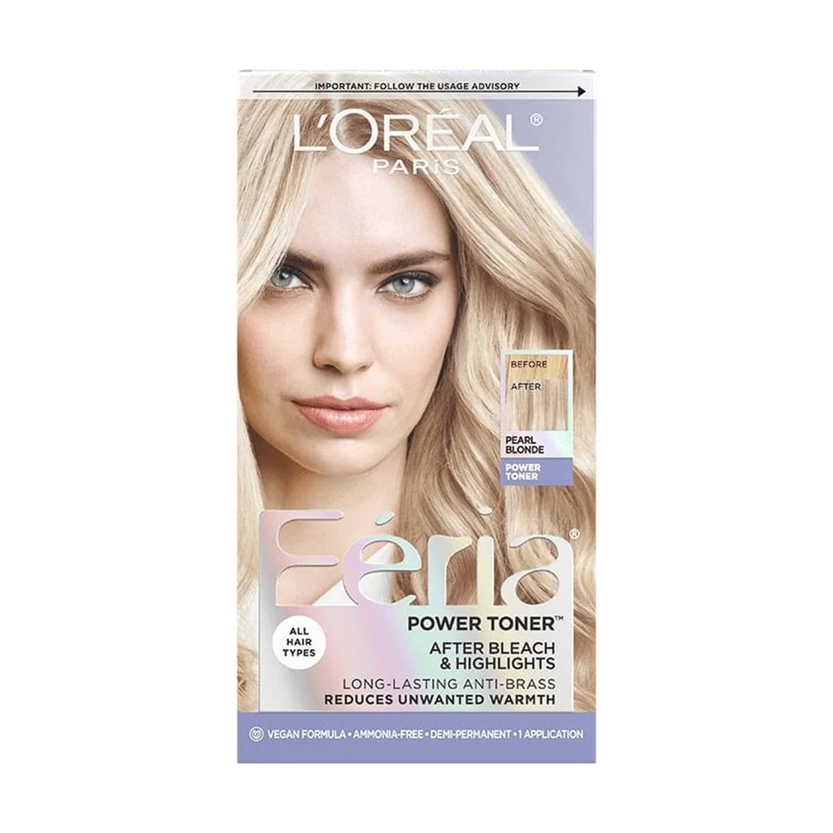 Loreal Paris Feria Power Toner, Long Lasting Anti Brass Toner -Pearl Blonde